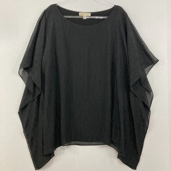 Michael Michael Kors size 2X Black Metallic Soft Flowy Poncho Blouse Evening - Picture 1 of 10